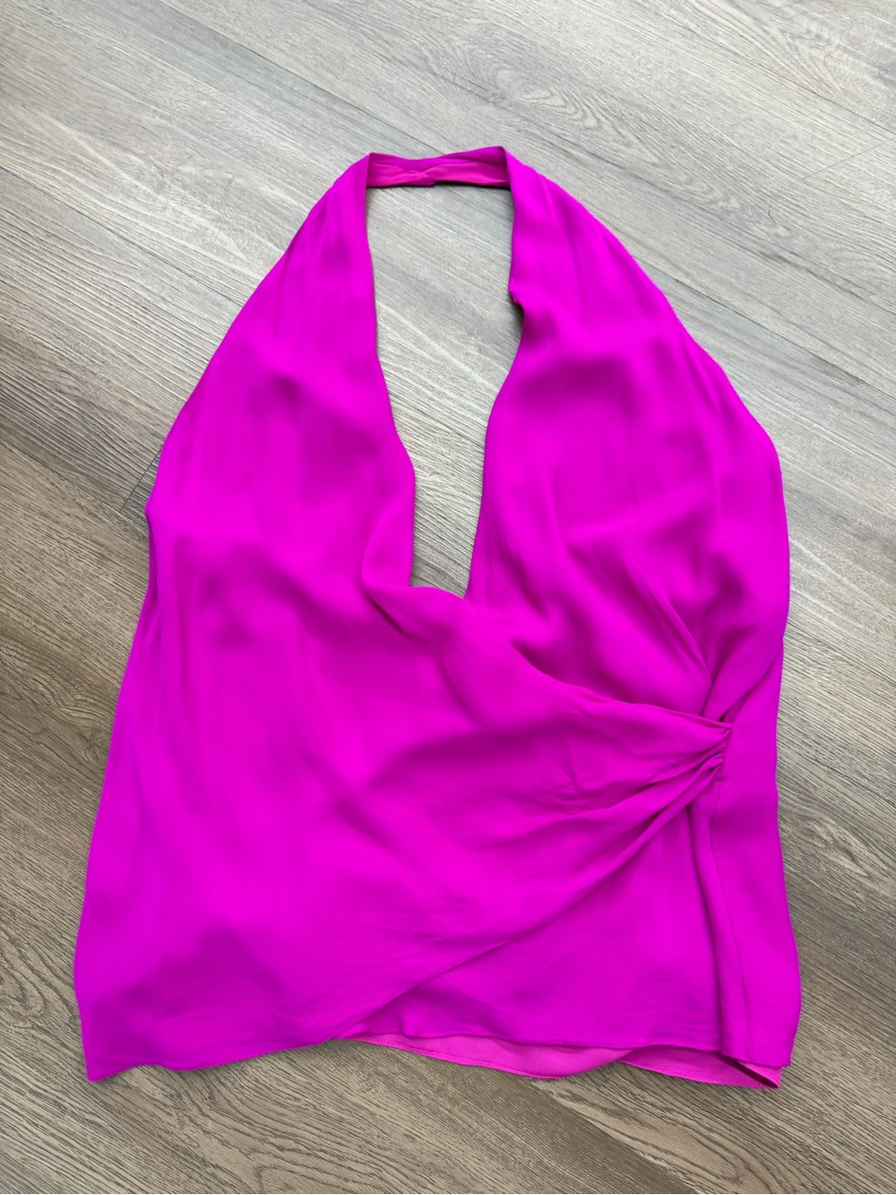 Haute Hippie Magenta Silk Halter Wrap Top Sz L